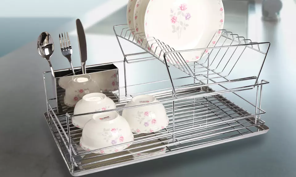 Deluxe 2-Tier Chrome Dish-Drying Rack - Primary Image