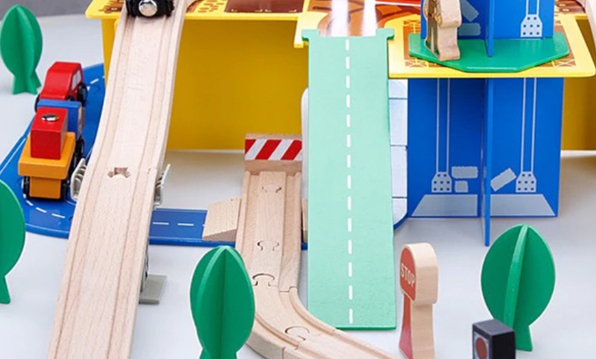 Image 12: Wooden Train Track Set