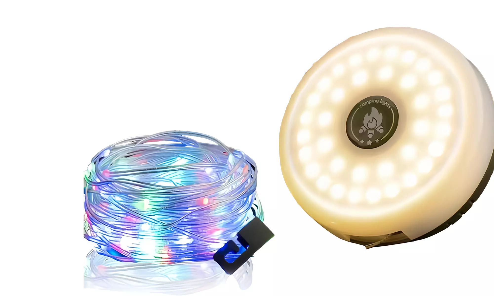 Lampe und Lichterkette fürs Zelt