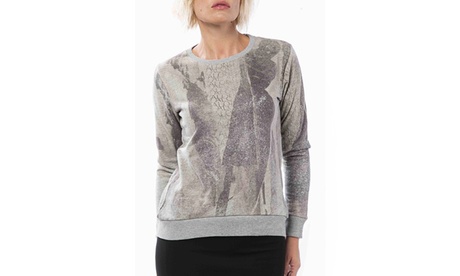 Felpa a girocollo da donna con stampa, disponibile in 3 taglie