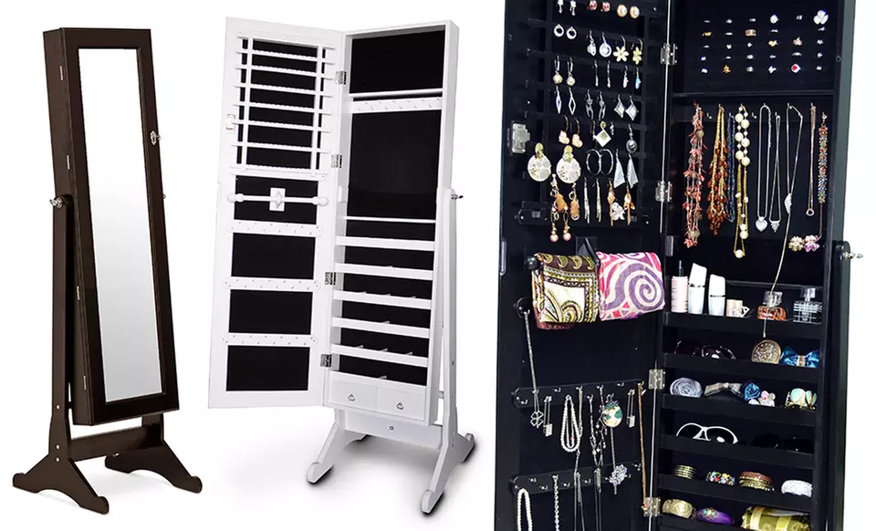 Bella Wooden Dressing Mirror with Jewelry Cabinet - Primary Image