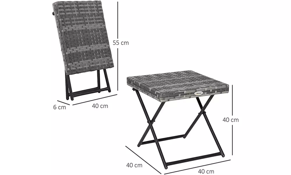 Outsunny Foldable Rattan-Effect Table