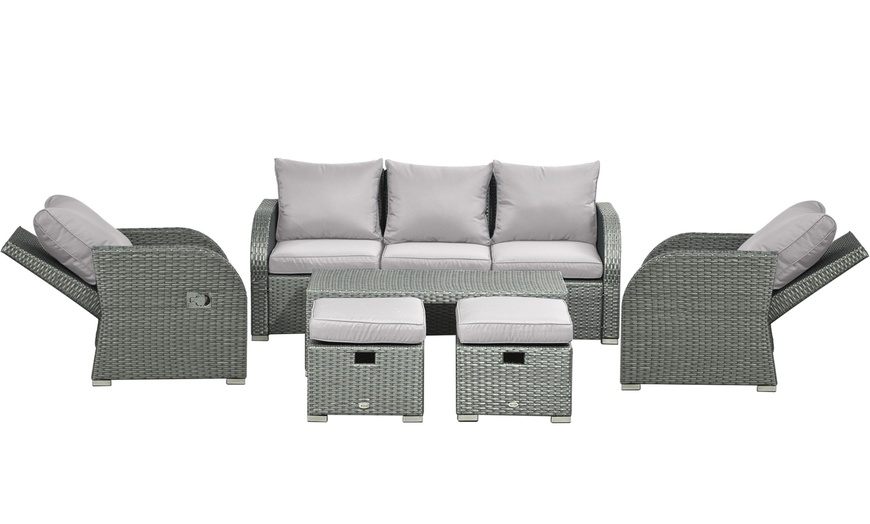 Image 9: Outsunny Seven-Seater Rattan-Effect Recliner Furniture Set