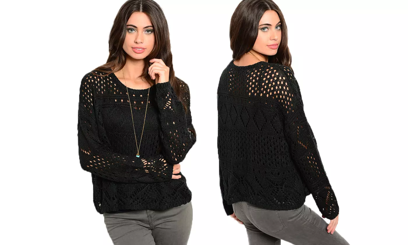 Women's Black Fashion Sweaters - Second Medium