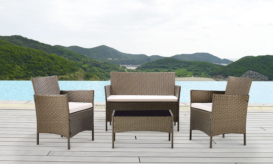 Image 18: 4-Piece Rattan-Effect Lounge Set