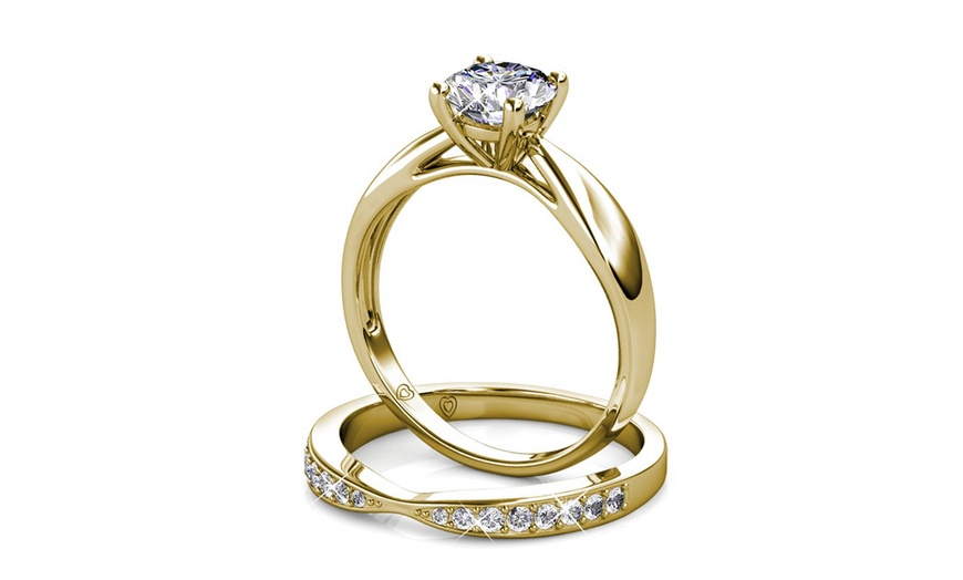 Image 6: Bague double Prestige avec cristaux autrichiens