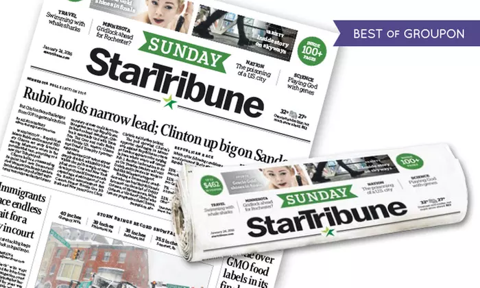 1-Year Sunday-Edition Print Subscription from "Star Tribune" (Up to 80% Off)  - Second Medium