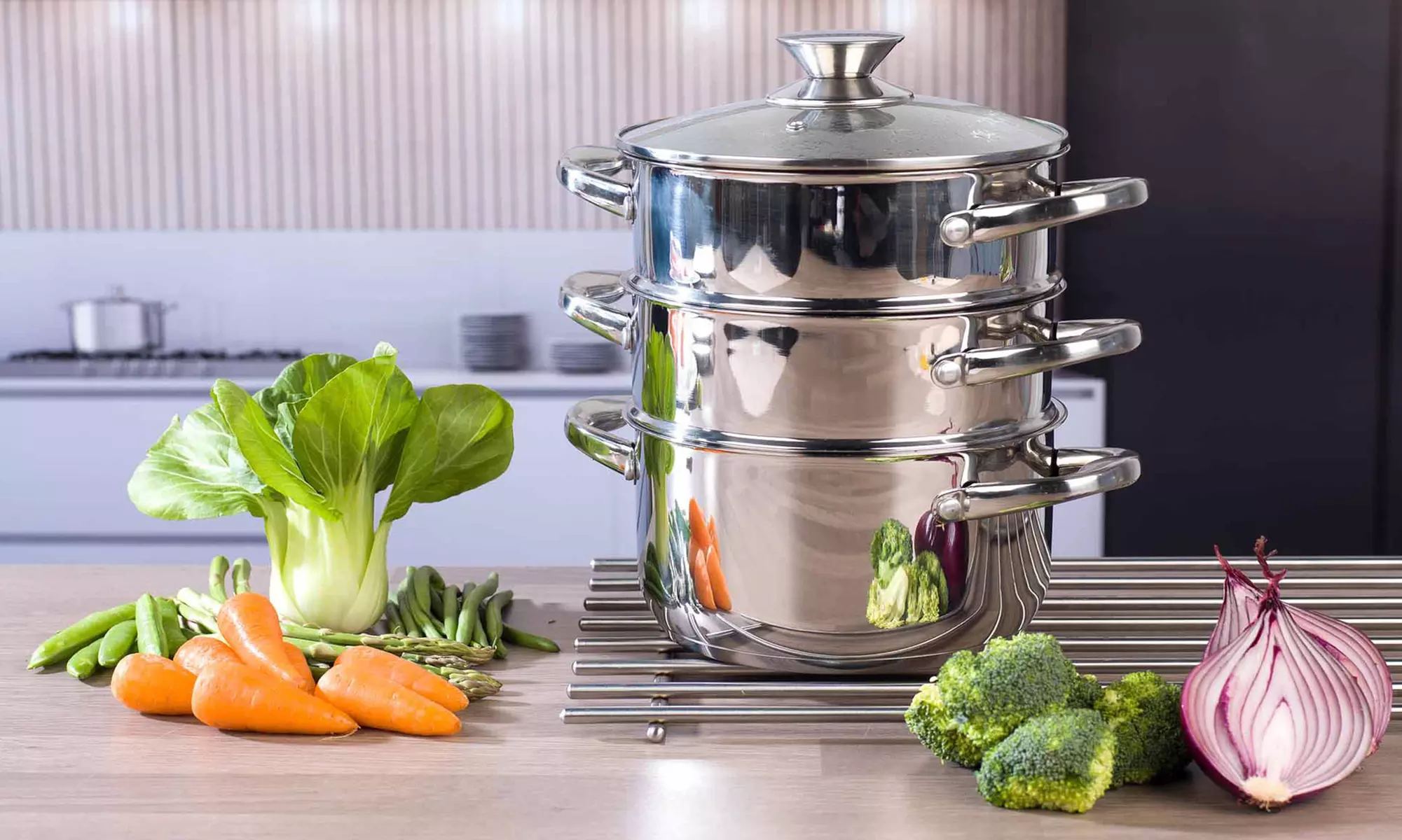 Cuiseur vapeur Beldray en acier inoxydable 3 pièces - Primary Image