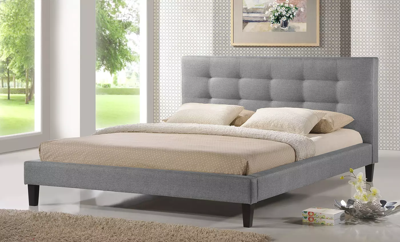 Quincey Upholstered Queen Size Platform Bed Frame - Primary Image