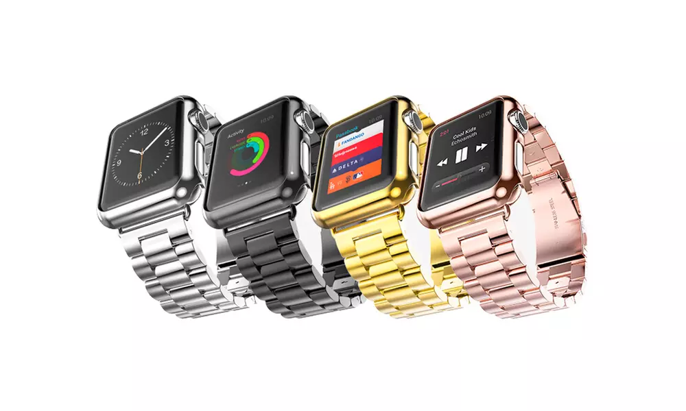 iPM Stainless Steel Watch Band with Plated Screen Protector Case for Apple Watch - Primary Image