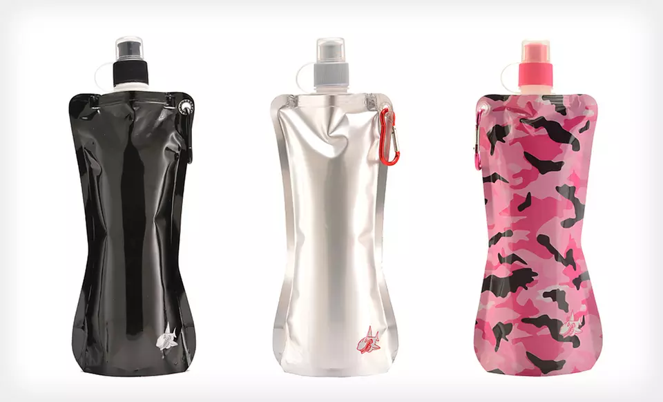 $10.99 for Three Sharkskinzz Folding Reusable Water Bottles ($23.85 List Price). Six Options Available. Free Returns. - Second Medium