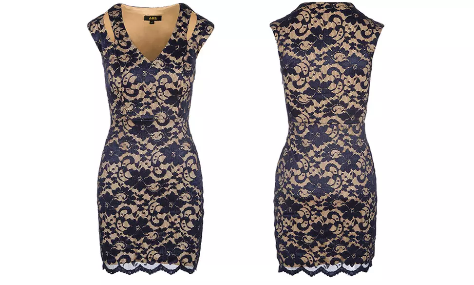 ABS Collection Stretch Lace Dress with Cut-Out Shoulders (Size 4) - Primary Image