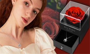  Preserved Rose Rose with I Love You Necklace in 100 Languages 