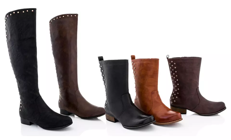 Lady Godiva Vegan-Leather Riding Boots. Multiple Styles Available from $44.99–$49.99. Free Returns. - Primary Image