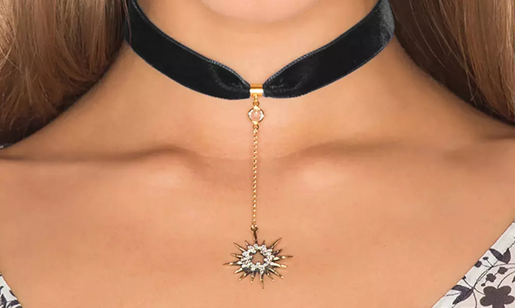 Velvet Choker Made with Swarovski Elements in 18K Gold Plating - Primary Image