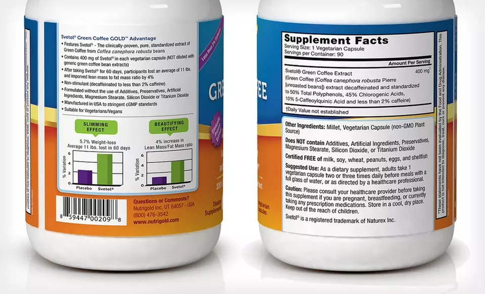 One, Two, or Three Bottles of Nutrigold Svetol Green-Coffee-Bean Extract (Up to 75% Off). Free Shipping. - Second Medium