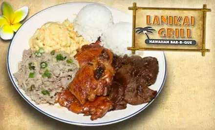 $8 for Two Combination Lunch Plates, Salads, or Entrees at Lanikai Grill Hawaiian BBQ in South Jordan (Up to $19 value)  - Primary Image