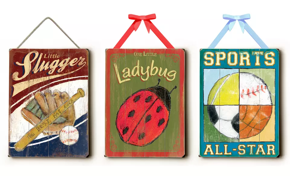 Children's Wall-Art Signs with Ribbon. Multiple Styles Available. Free Returns. - Primary Image