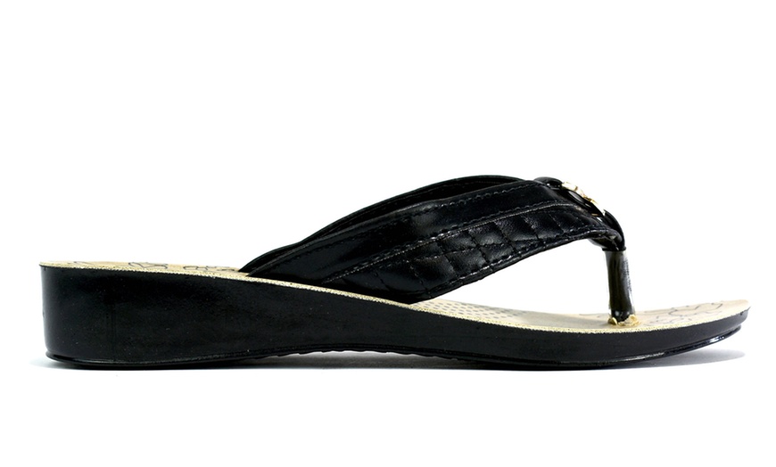 Image 12: Women's Low Wedge Flip Flops