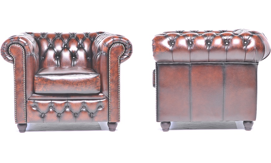 Image 3: Sofas Chesterfield en cuir authentiques 