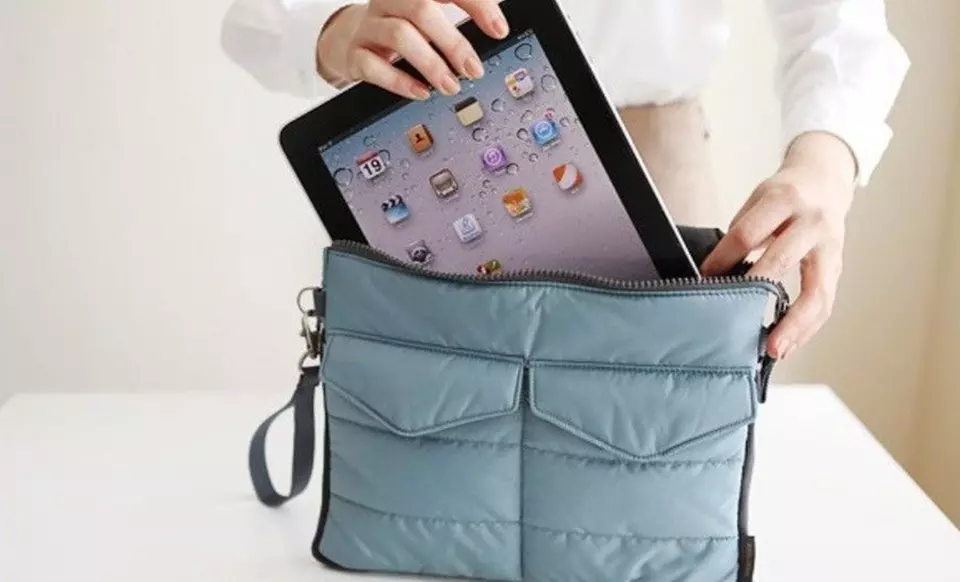 Carry-It-All Travel Case for iPad, Tablet, or E-Reader with Closure Accessory Pockets. - Primary Image