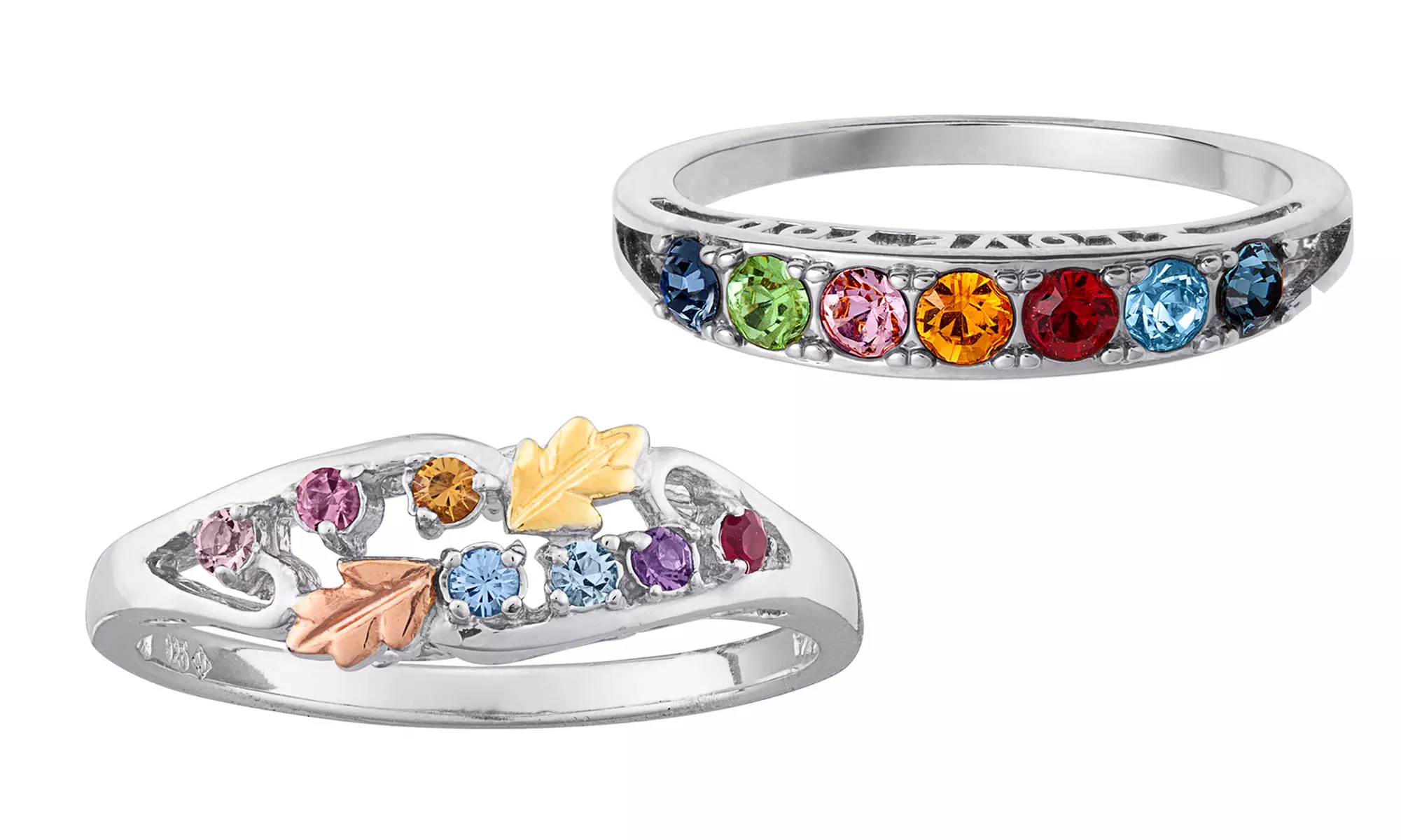 Personalized I Love You or Tri-Color Family Birthstone Ring from Limogés Jewelry (50% Off)  - Primary Image