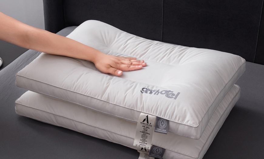 Image 9: 100% Cotton Hotel Grade Neck Support Pillow 2 Pack Set
