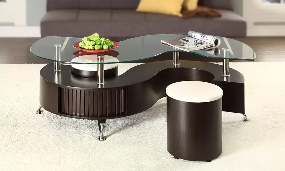 Madrid S-Coffee Table with Stools in Choice of Colour for £99.98 With Free Delivery (66%) - Primary Image