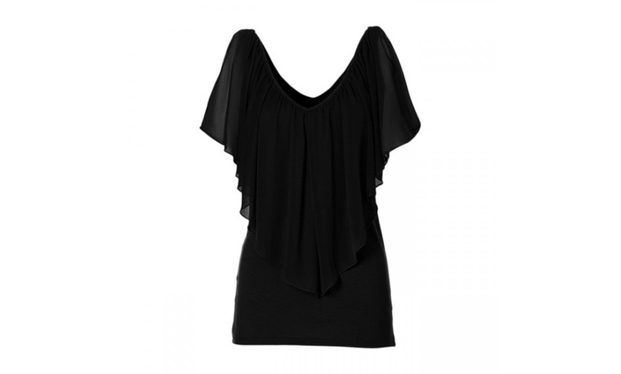 Image 3: Women's Chiffon Overlay Top