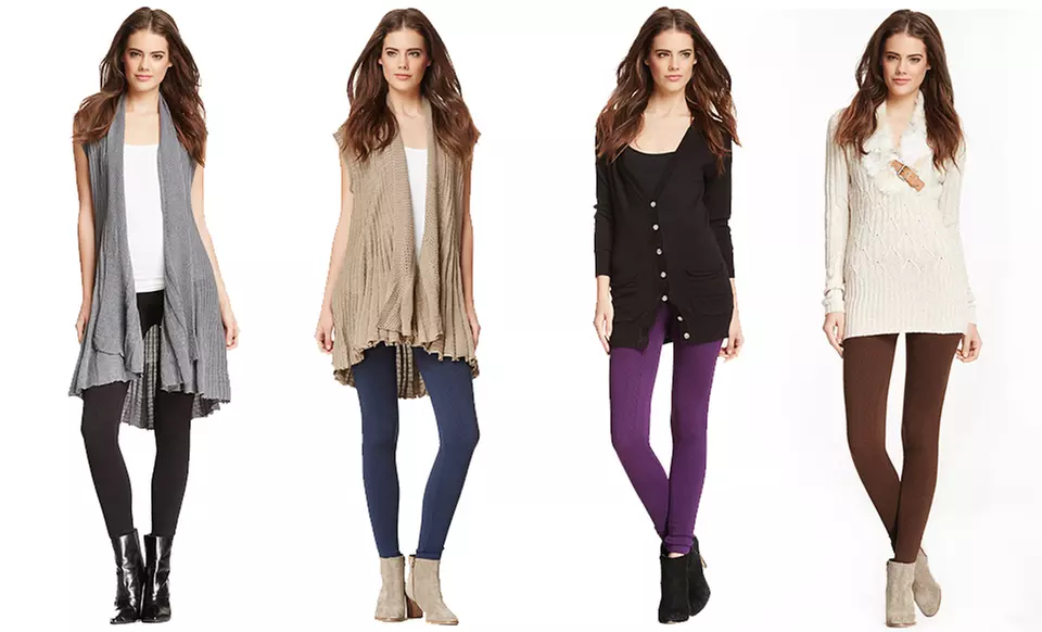 Women's Fleece-Lined Cable-Knit Leggings - Primary Image