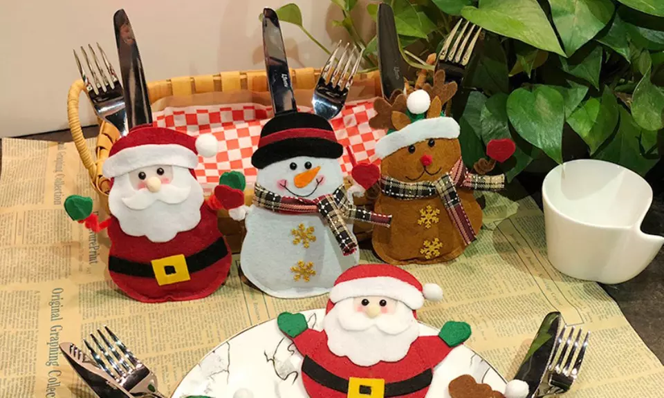 1 ou 2 sets de 3 porte-couverts thème Noël - Primary Image