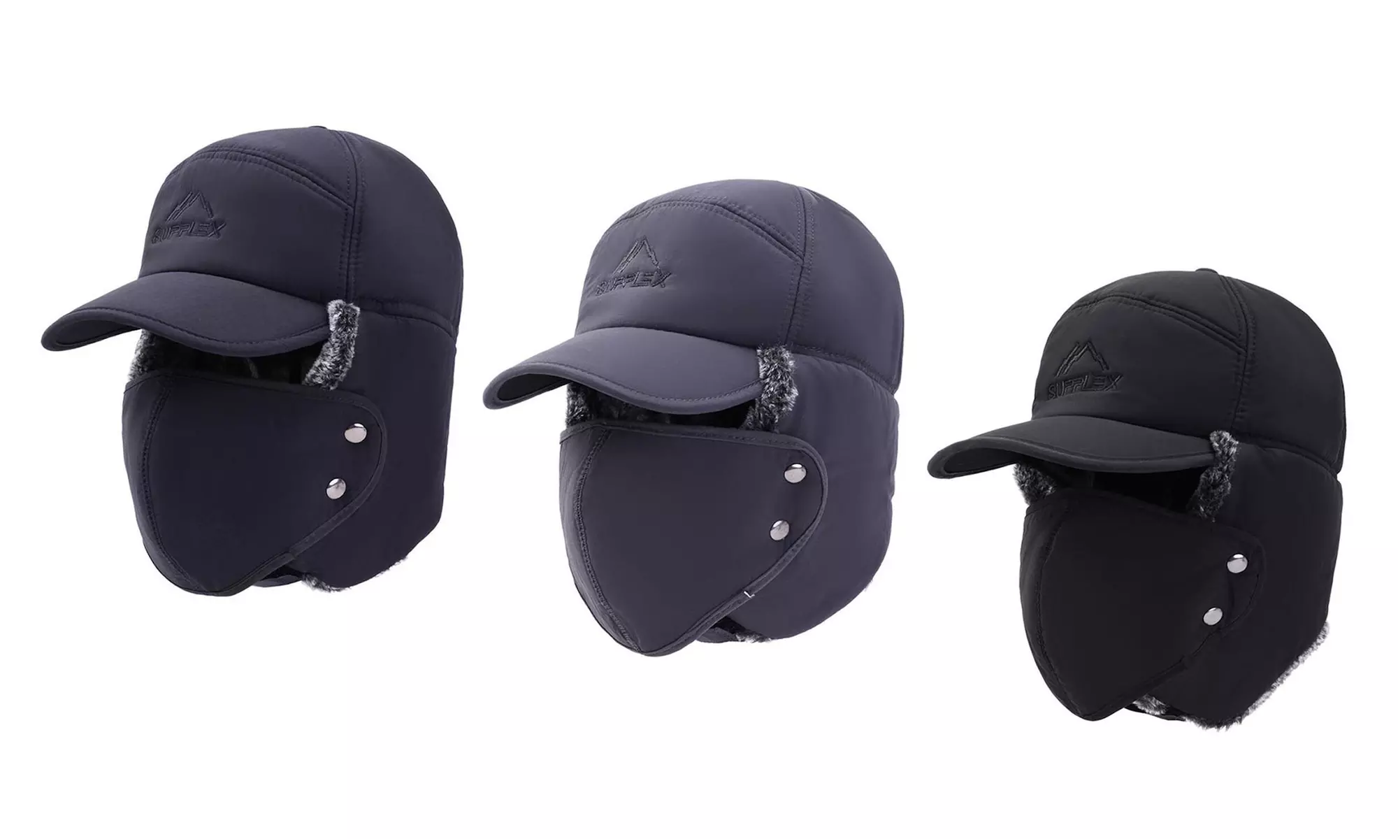 1 ou 2 casquettes style bonnet avec protection du visage amovible en fibres acryliques, coloris au choix - Primary Image