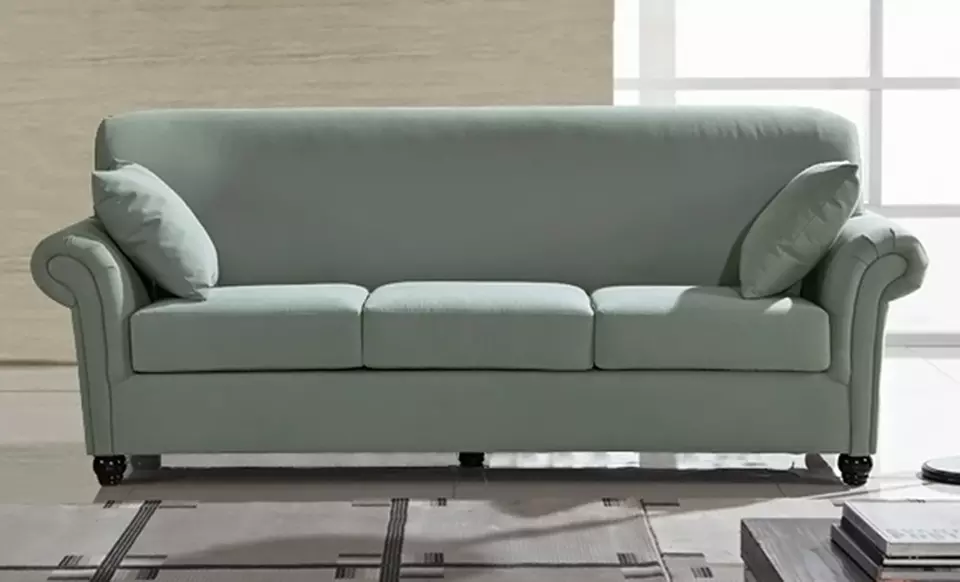 3-Seater Microfiber Sofa. Available in Grey, Sage, or Eggplant. - Primary Image