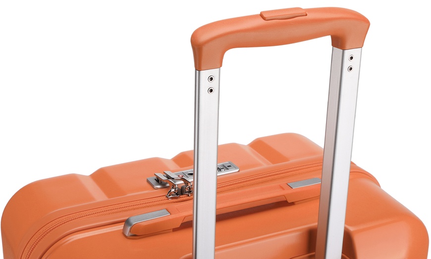 Image 8: Orange ABS Waffle Textured Suitcases and Hard Shell Vanity Case