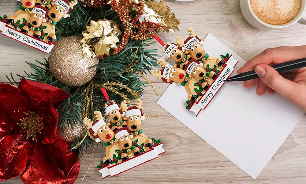 1x, 2x oder 3x beschreibbare Weihnachtbaum-Deko mit Rentier-Motiv