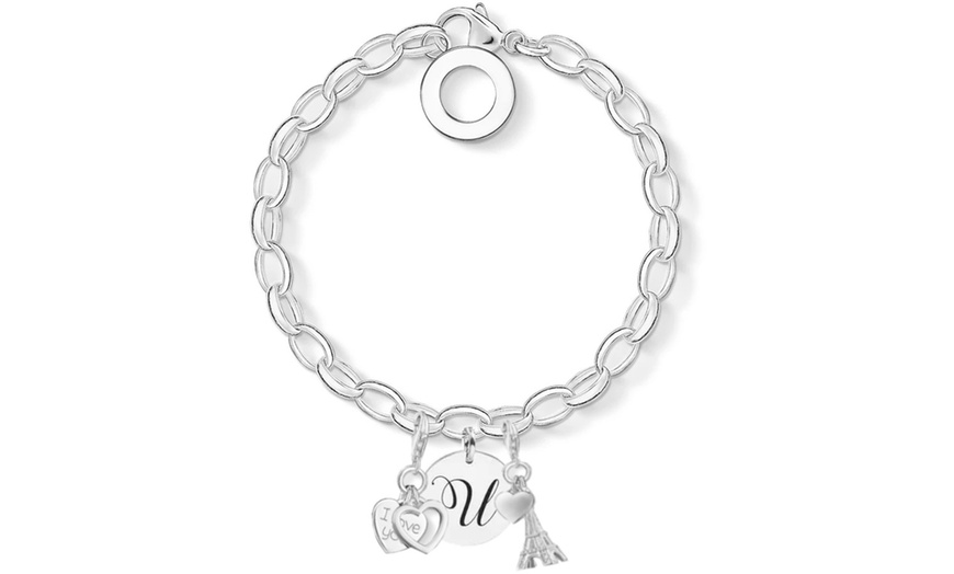 Image 22: Initial Charm Bracelet Made with Crystals from Swarovski®