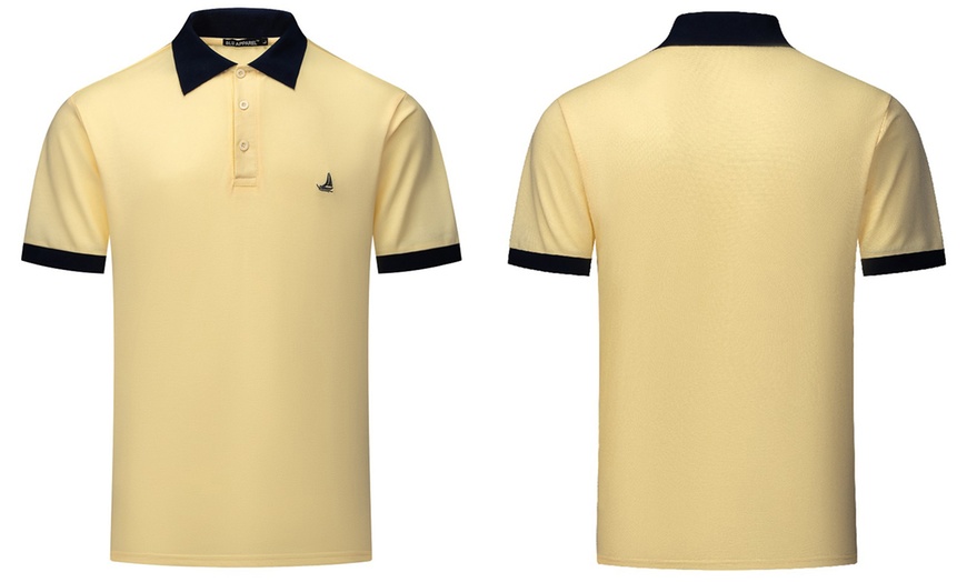 Image 6: Men's Contrast-Collar Polo