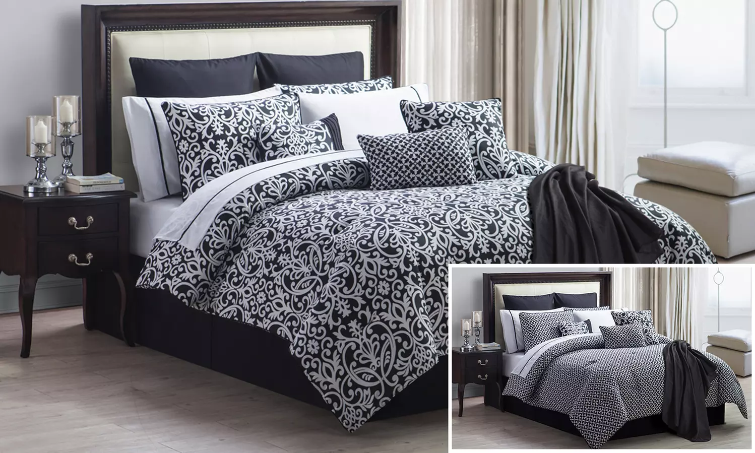 Brighton Reversible Comforter Set with Matching Throw (16-Piece) - Primary Image