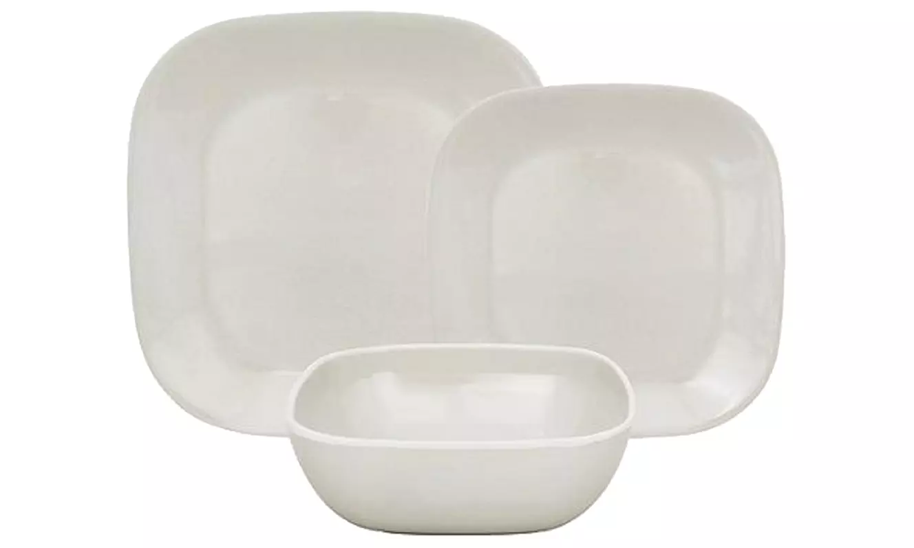 12-Piece Square Melamine Dinnerware Set - Primary Image