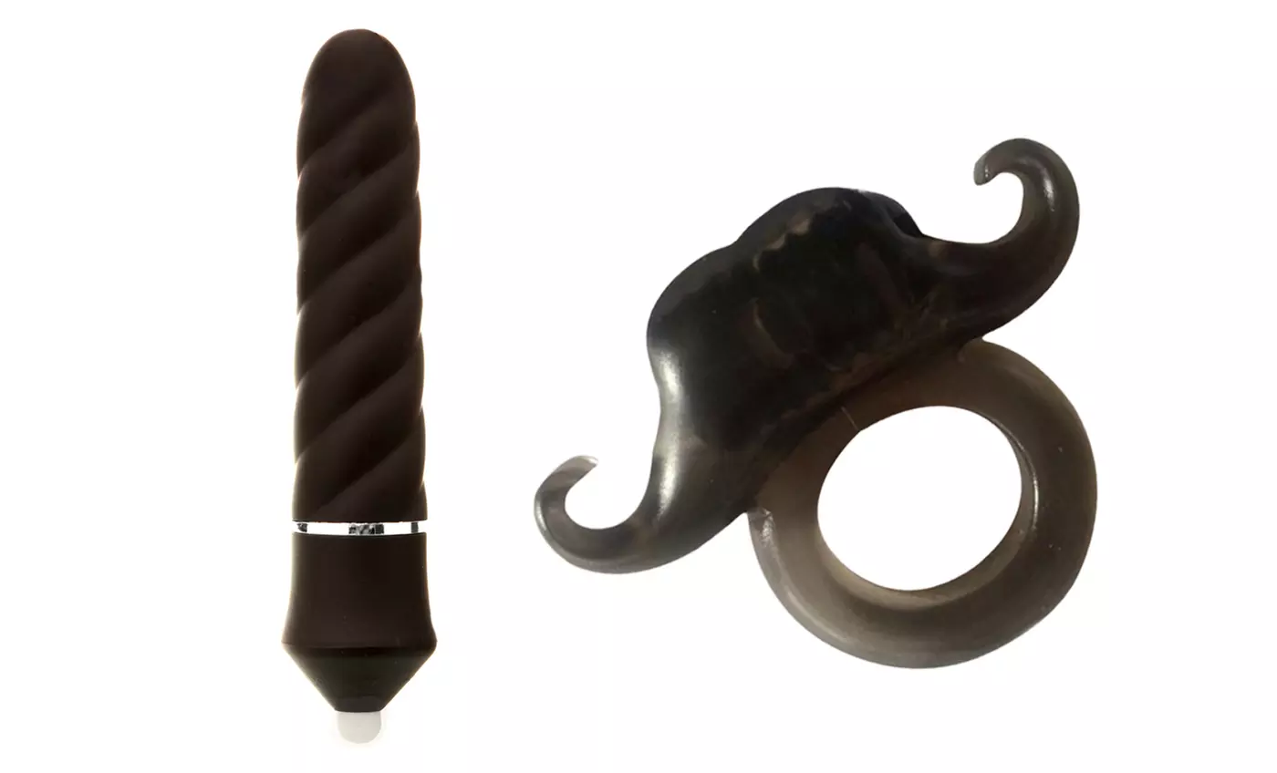 Loving World Vibrator and Vibrating Mustache Love Ring - Second Medium