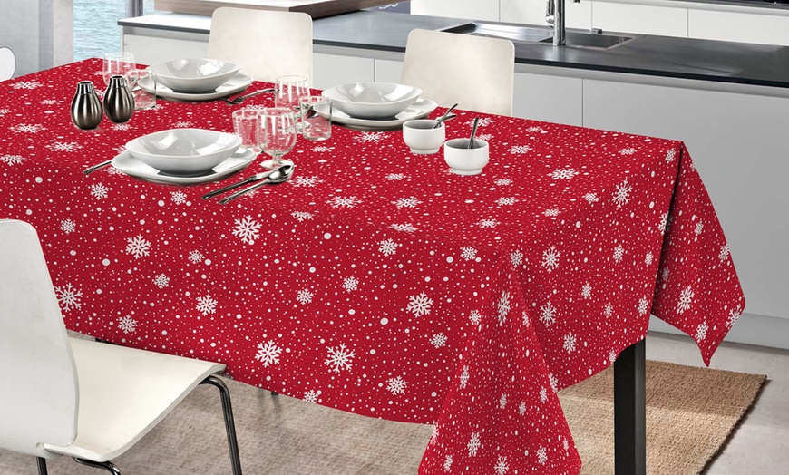 Image 1: Katoenen tafelkleed met kerstthema