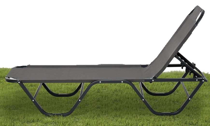 Image 9: Outsunny Sun Lounger Recliner with Five Position Adjustable Backrest
