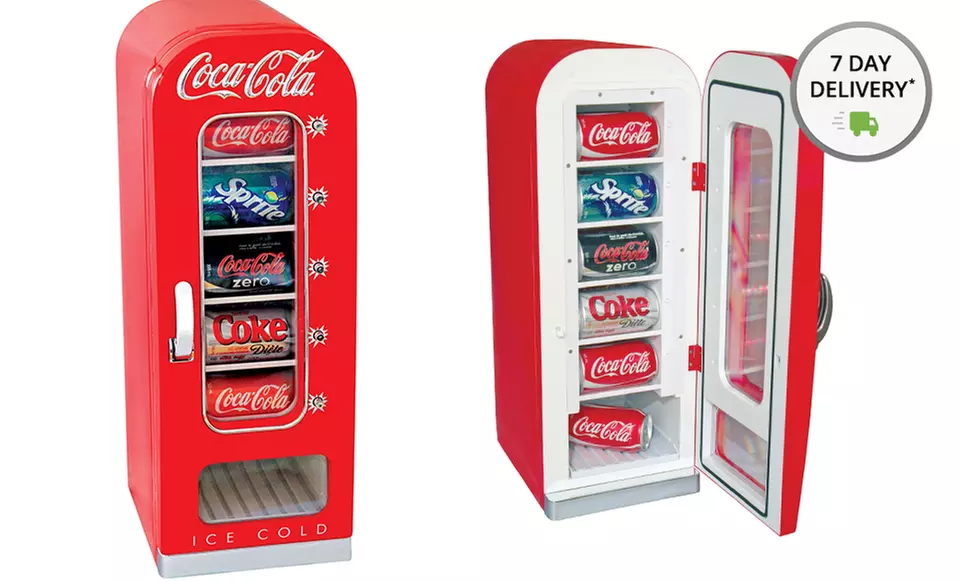 Coca-Cola Retro Vending Fridge. Free Returns. - Primary Image