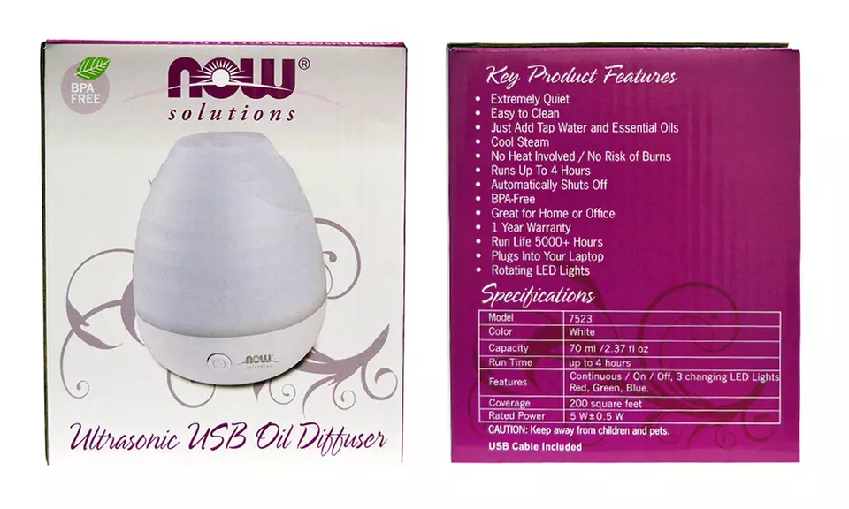 Now Foods 10-Pack of Aroma Oils and Ultrasonic Diffuser Bundle - Second Medium