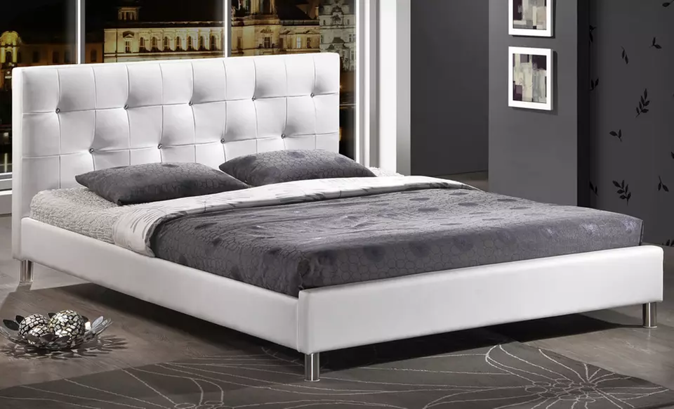 $279.99 for a Queen-Size Barbara Bed with Faux-Crystal-Button Tufting in Black or White ($499.99 List Price) - Primary Image