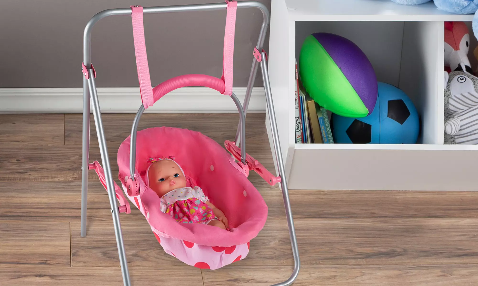 Hey! Play! 2-in-1 Baby Doll Swing and Carrier Toy - Primary Image