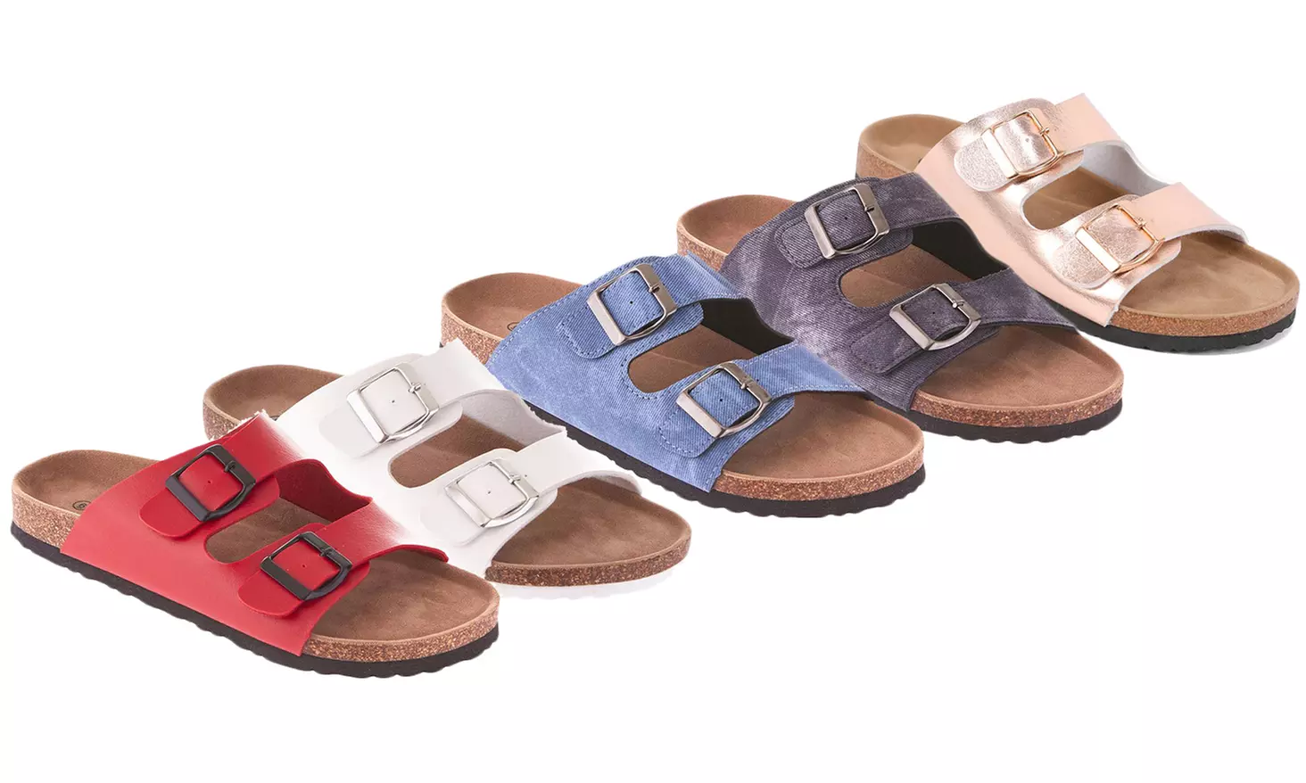 SERANOMA Women's Cork Sandals with 2 Individual Adjustable Buckles - Primary Image