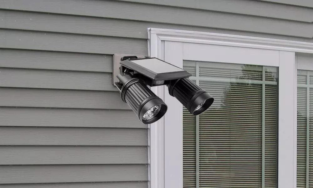 Solar-Powered PIR-Activated Twin-Head Security Light - Primary Image