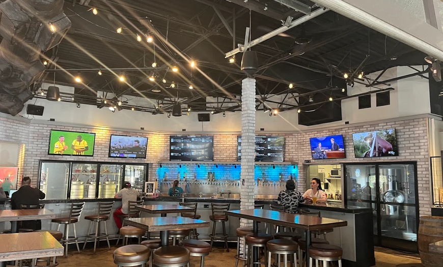 Image 3: Beer Flight Experience with Optional Fresh Pizza & Barbites 