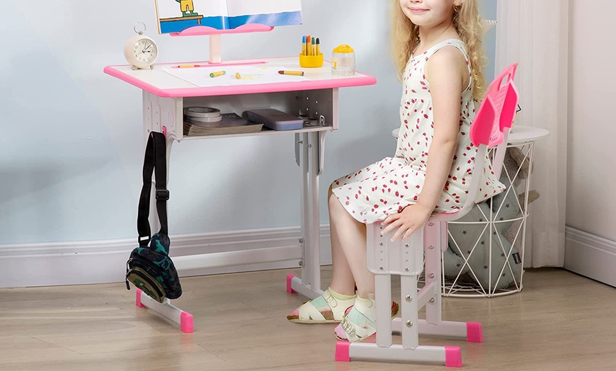 Image 2: Homcom Kid's Desk and Chair Set